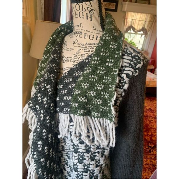 Anthropologie Jacquard Knit Cardigan Green wool blend sweater - Picture 6 of 11
